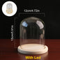 Glass Dome Wooden Base With LED Light Landscape Vase Dry Flower Cloche Cover DIY Succulent Plants Container Holder Bedroom Decor