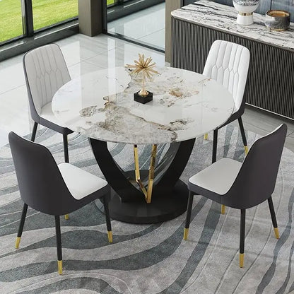 marble tabletop 4 cushioned chairs, modern kitchen table