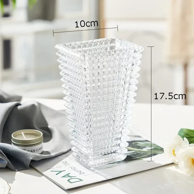 Transparent Crystal Vase Square Edges and Corners