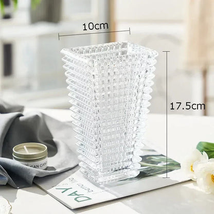 Transparent Crystal Vase Square Edges and Corners
