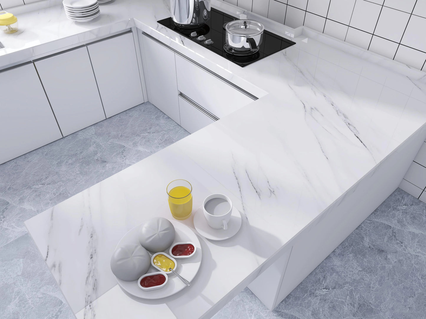 40cm Width Marble Self Adhesive Wallpaper Paper For Kitchen