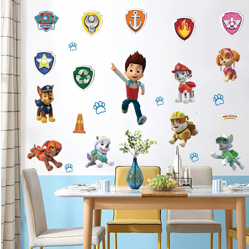 New Hot 3D PAW Children Cartoon Wall Stickers Waterproof Home Decoration Patrols For Kid's Room PVC DIY Vinyl Wallpaper Gifts