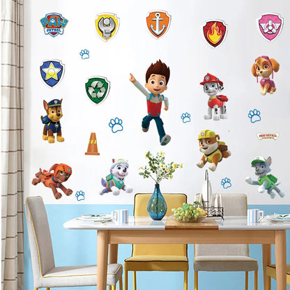 New Hot 3D PAW Children Cartoon Wall Stickers Waterproof Home Decoration Patrols For Kid's Room PVC DIY Vinyl Wallpaper Gifts