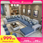 Luxury USB Charging 7 Seater Modern European Fabric Blue 360 * 240 * 176 Cm