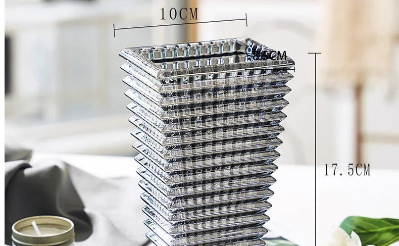 Transparent Crystal Vase Square Edges and Corners