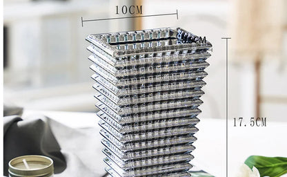 Transparent Crystal Vase Square Edges and Corners