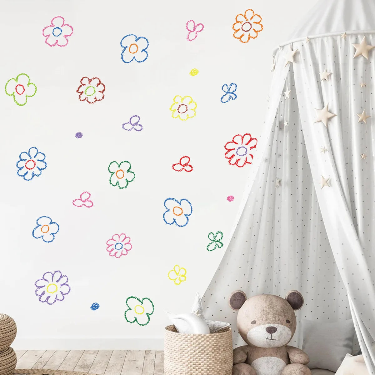 Cartoon Pink Unicorn Butterfly Wall Stickers Baby