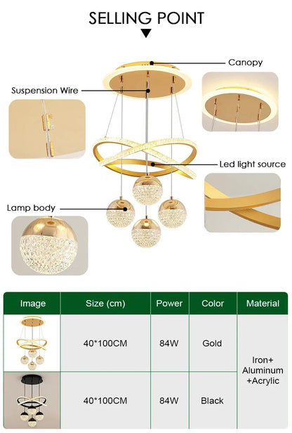 LED Lamp Dining Room Living Ring Dimmable Bedroom