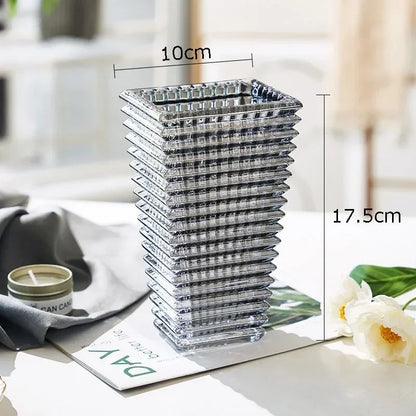 Transparent Crystal Vase Square Edges and Corners Glass Vases Hydroponics Glass Flowers Pots Flower Arrangement Desk Decoration