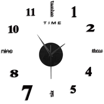 Large Frameless Clock 3d Mirror Wall Surface Sticker