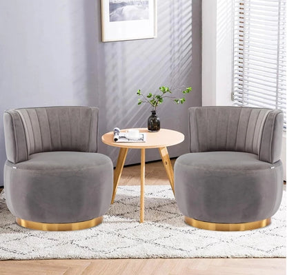 Bucket Swivel Barrel Chairs For Living Room Set Of 2