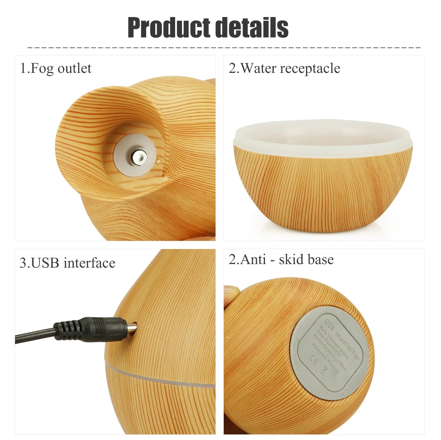 USB Electric  Wood Grain Aroma Diffuser