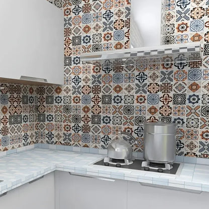 Tile 3D European style Oil Proof  Waterproof Kitchen Wallpaper