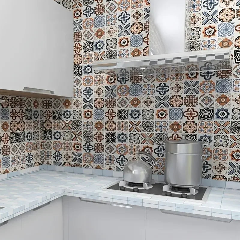 Tile 3D European style Oil Proof  Waterproof Kitchen Wallpaper