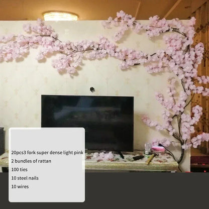 Artificial Cherry Tree Rattan Flower,  Wall Decoration