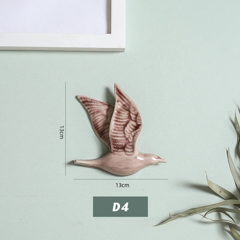 3D Ceramic Bird Swallows Creative Wall Hanging Sticker