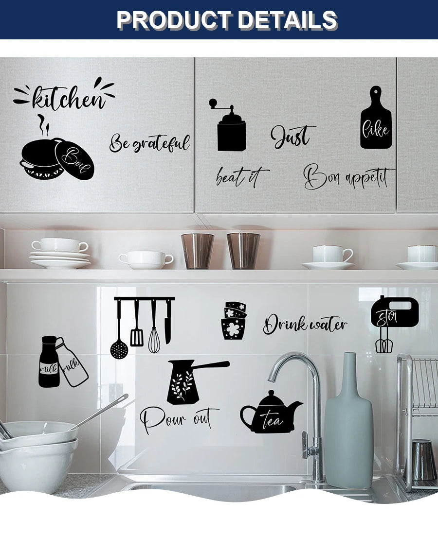 Creative wall stickers for food tableware kitchen layout self-adhesive new