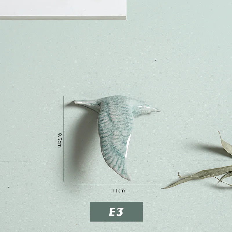 3D Ceramic Bird Swallows Creative Wall Hanging Sticker