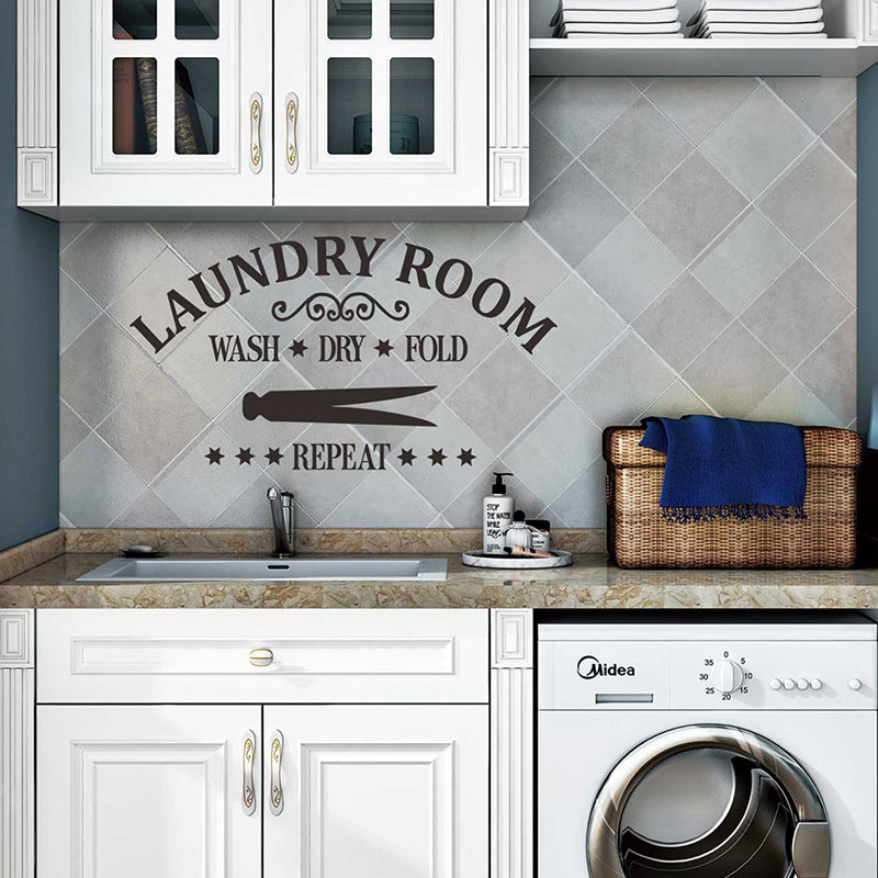 English Title LAUNDRY ROOM Bathroom Decoration Wall Stickers