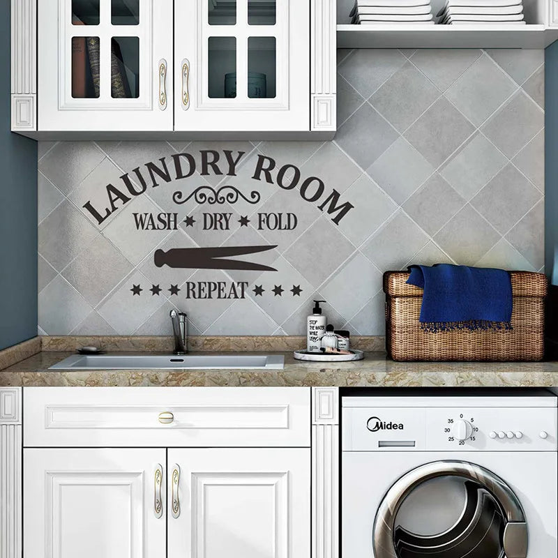 English Title LAUNDRY ROOM Bathroom Decoration Wall Stickers