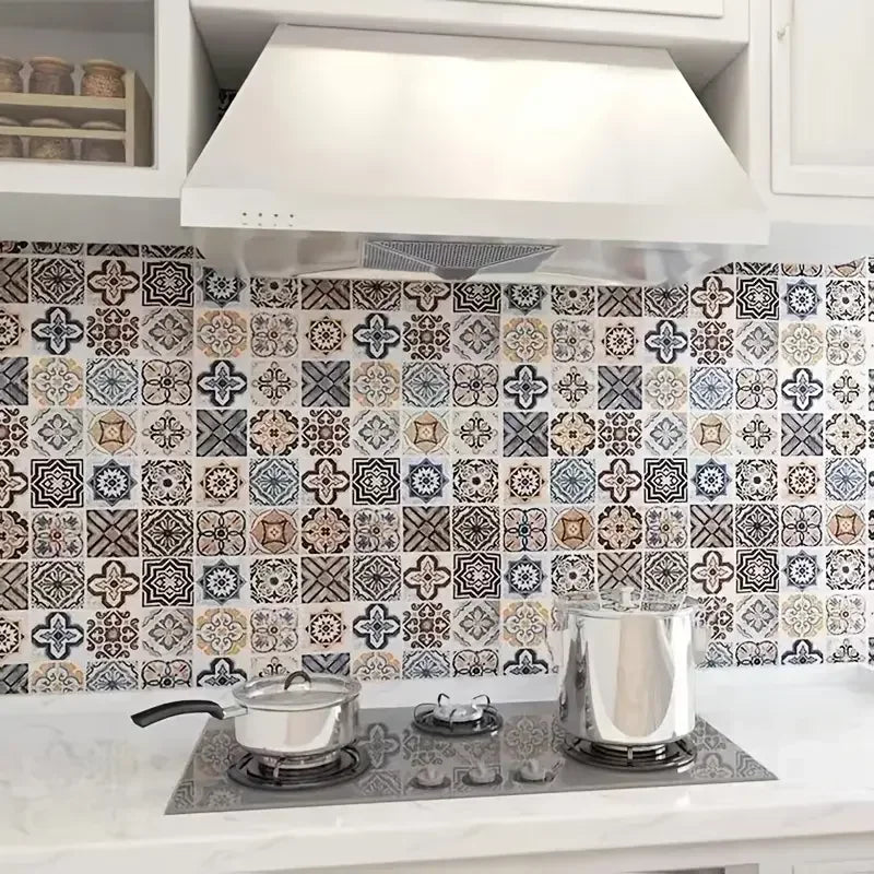Tile 3D European style Oil Proof  Waterproof Kitchen Wallpaper