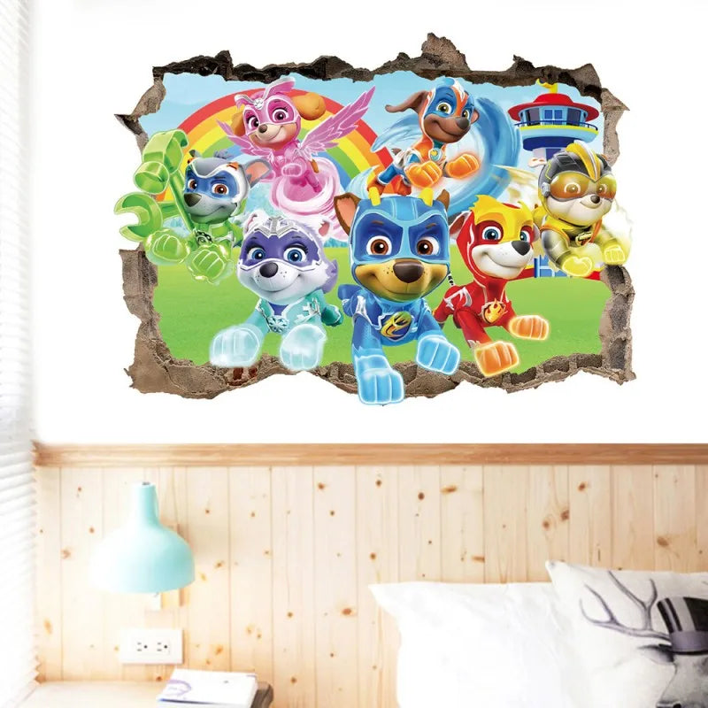 New Hot 3D PAW Children Cartoon Wall Stickers Waterproof Home Decoration Patrols For Kid's Room PVC DIY Vinyl Wallpaper Gifts