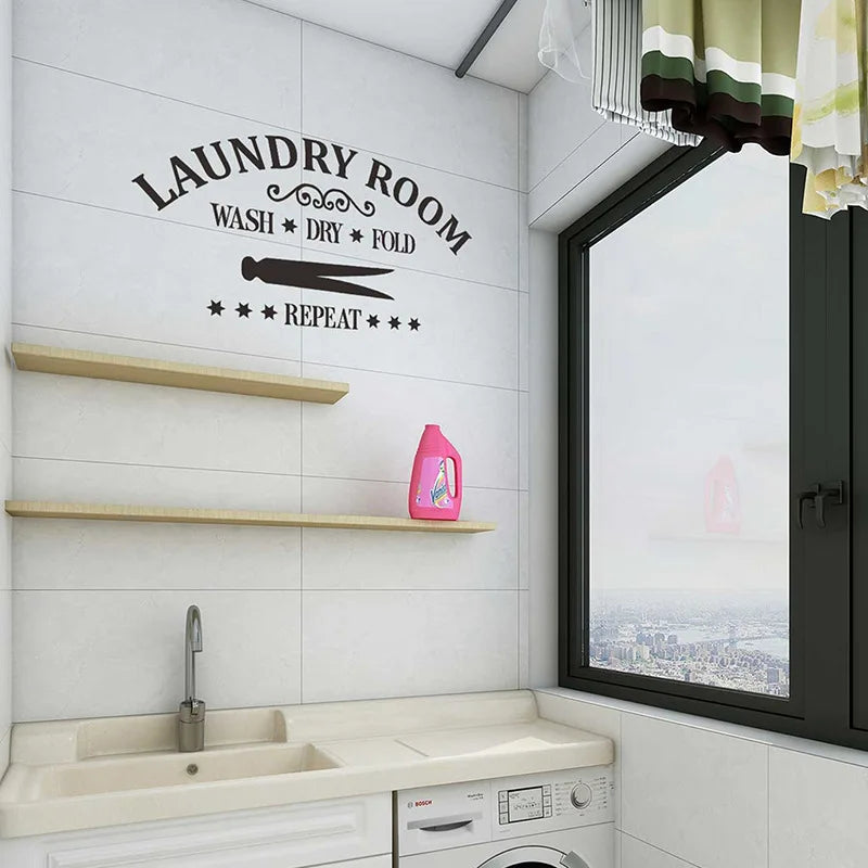 English Title LAUNDRY ROOM Bathroom Decoration Wall Stickers