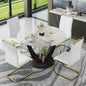 marble tabletop 4 cushioned chairs, modern kitchen table