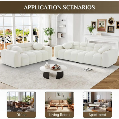 2-piece Sofa Set, Plush Cushioned Deep Seated Sofa