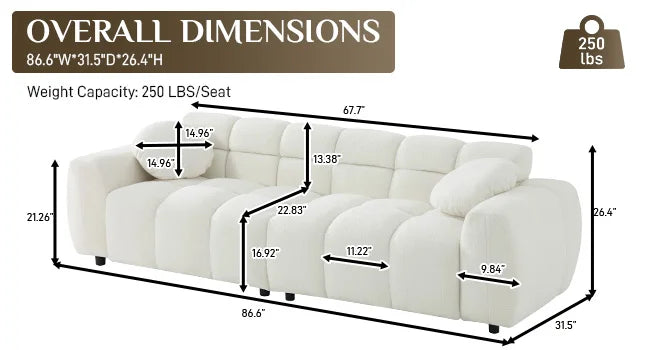 2-piece Sofa Set, Plush Cushioned Deep Seated Sofa