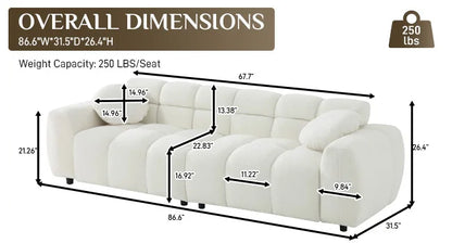 2-piece Sofa Set, Plush Cushioned Deep Seated Sofa