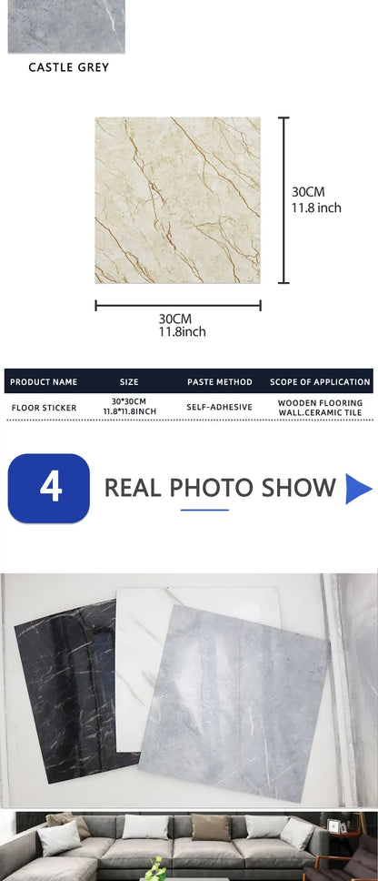 20pc PVC Imitation Marble Wall Stickers Self-adhesive Floor Stickers 30*30cm Waterproof Bathroom living Room Decoration Decals