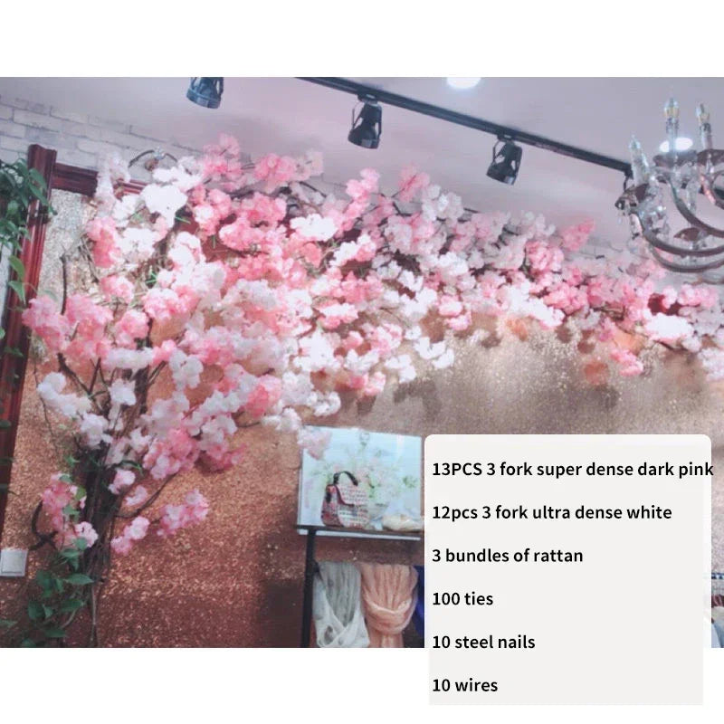 Artificial Cherry Tree Rattan Flower,  Wall Decoration