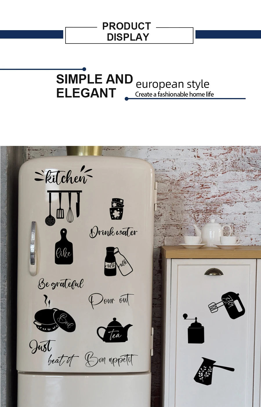 Creative wall stickers for food tableware kitchen layout self-adhesive new