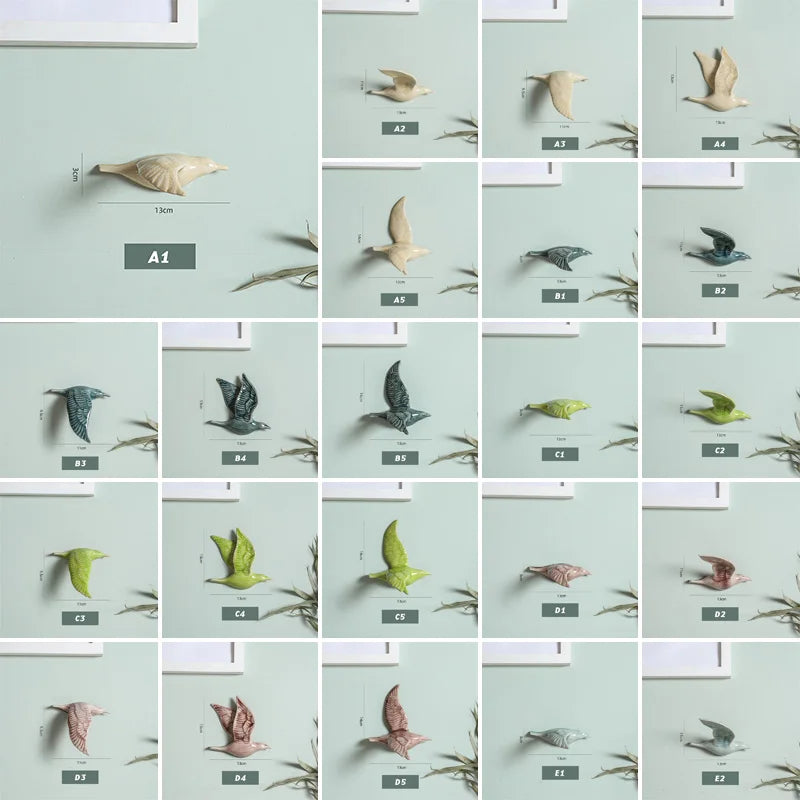 3D Ceramic Bird Swallows Creative Wall Hanging Sticker