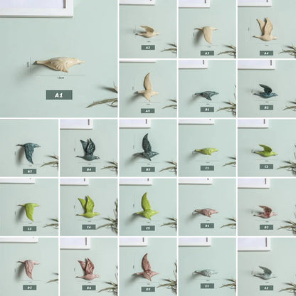 3D Ceramic Bird Swallows Creative Wall Hanging Sticker