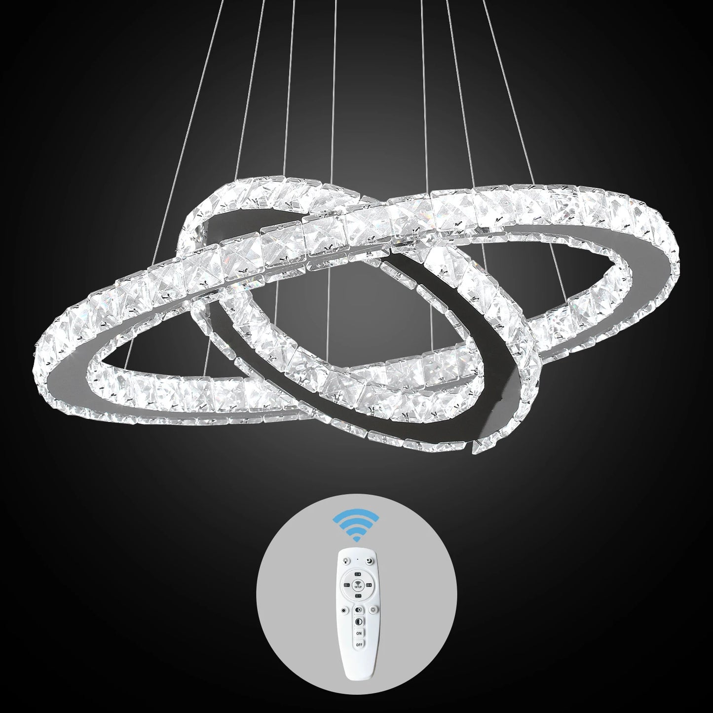 Luxury Rings Led Crystal Chandelier Mordern  Light Dining