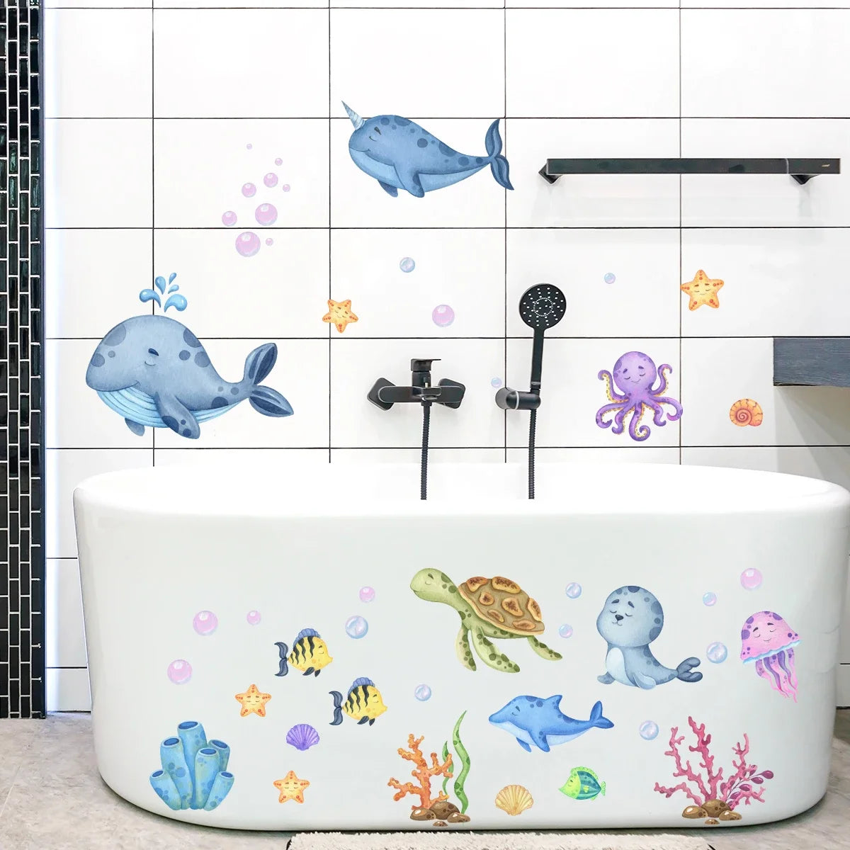 1Pc Whales Turtles Dolphins Cartoon Marine Animal Wall