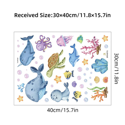 1Pc Whales Turtles Dolphins Cartoon Marine Animal Wall