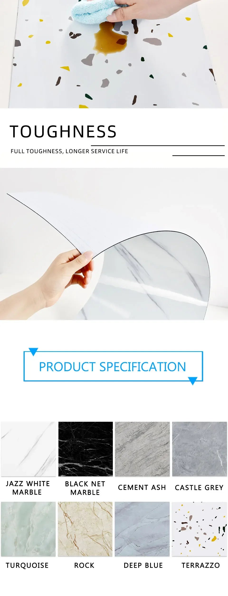 20/pcs PVC Imitation Marble Wall Stickers Self-adhesive Floor Stickers 30*30cm/30*60cm