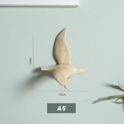 3D Ceramic Bird Swallows Creative Wall Hanging Sticker