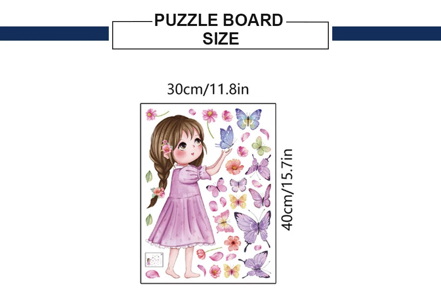 Flower little girl color butterfly wall sticker background