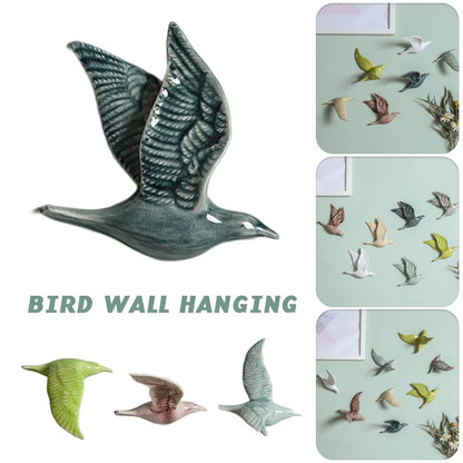 3D Ceramic Bird Swallows Creative Wall Hanging Sticker