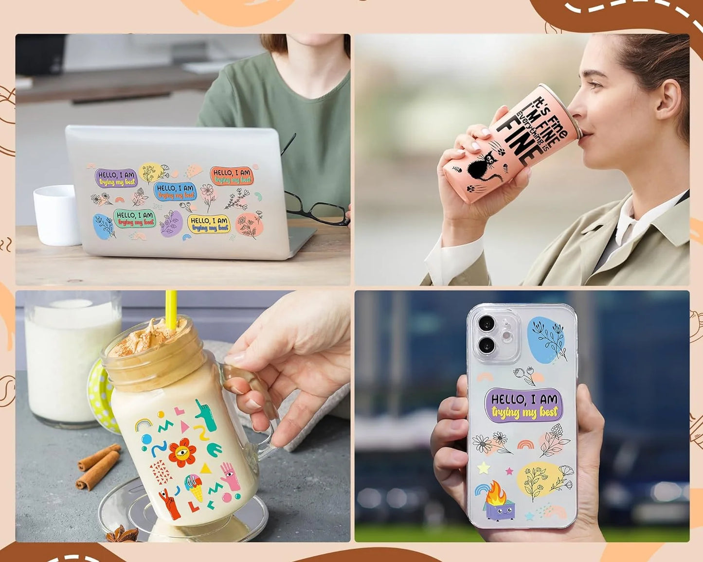 Miniso New pink design Stickers Waterproof  Mug