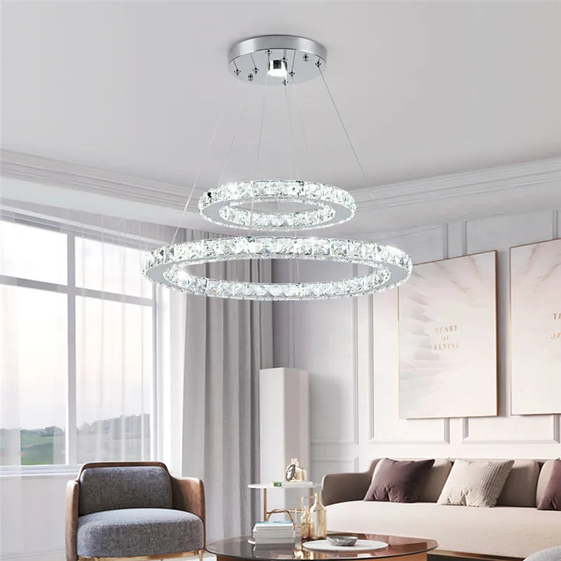 Luxury Rings Led Crystal Chandelier Mordern  Light Dining