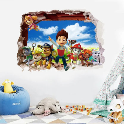 New Hot 3D PAW Children Cartoon Wall Stickers Waterproof Home Decoration Patrols For Kid's Room PVC DIY Vinyl Wallpaper Gifts