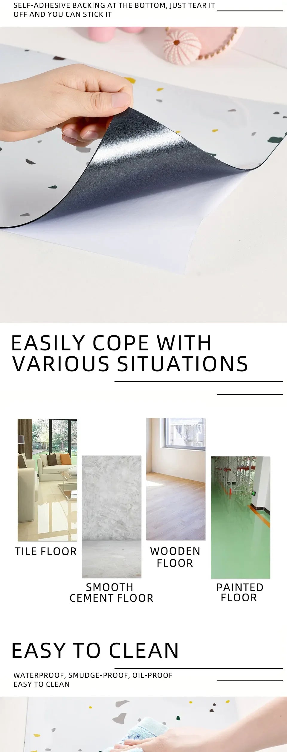 20/pcs PVC Imitation Marble Wall Stickers Self-adhesive Floor Stickers 30*30cm/30*60cm