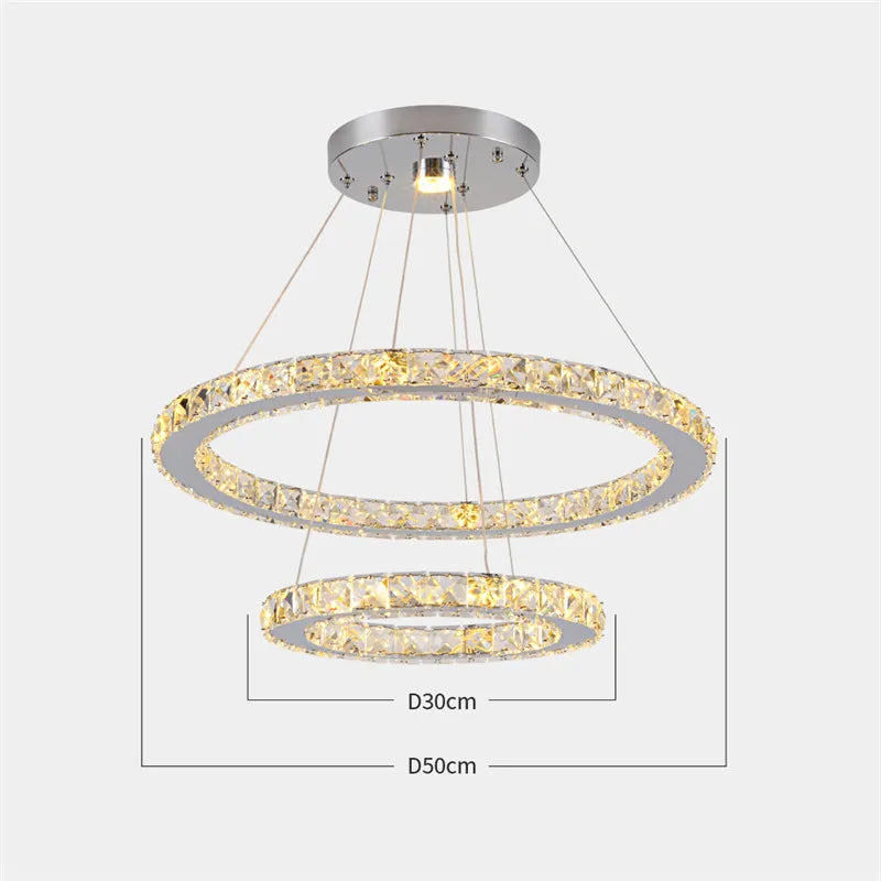 Luxury Rings Led Crystal Chandelier Mordern  Light Dining