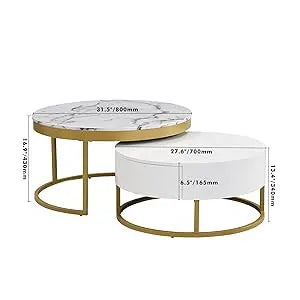 Coffee Table, Modern Round with Drawers Assemble,