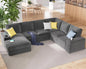 Oversized Sofa, 112 inch U Shaped Sofa with  Corduroy Grey